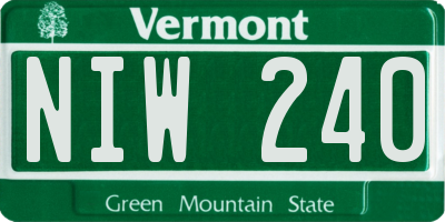 VT license plate NIW240