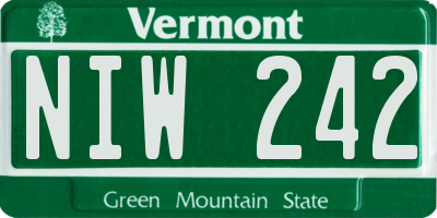 VT license plate NIW242