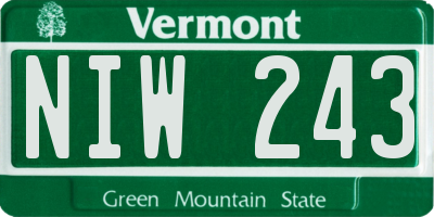 VT license plate NIW243