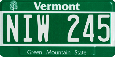 VT license plate NIW245