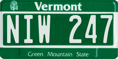 VT license plate NIW247