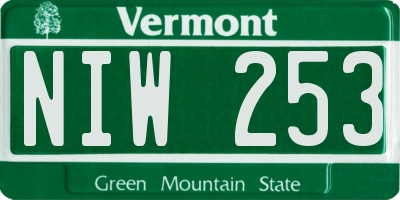 VT license plate NIW253