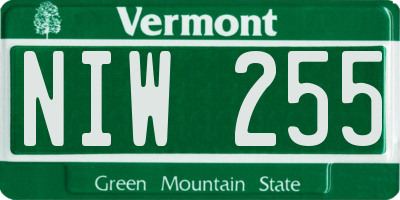 VT license plate NIW255