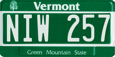VT license plate NIW257