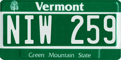 VT license plate NIW259