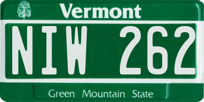 VT license plate NIW262