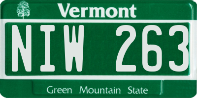 VT license plate NIW263