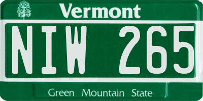 VT license plate NIW265