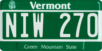 VT license plate NIW270