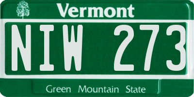 VT license plate NIW273