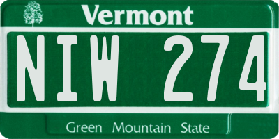VT license plate NIW274