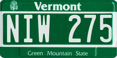 VT license plate NIW275