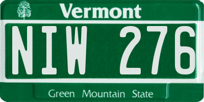 VT license plate NIW276