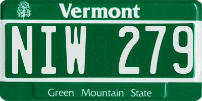 VT license plate NIW279