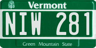 VT license plate NIW281