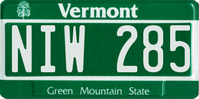 VT license plate NIW285