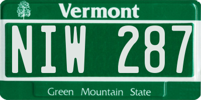VT license plate NIW287