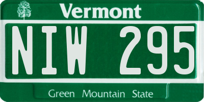 VT license plate NIW295