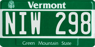 VT license plate NIW298