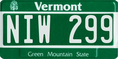 VT license plate NIW299
