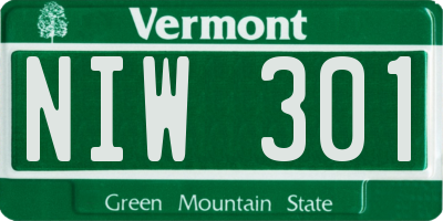 VT license plate NIW301