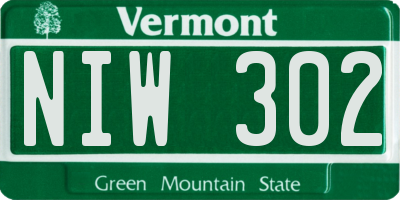 VT license plate NIW302