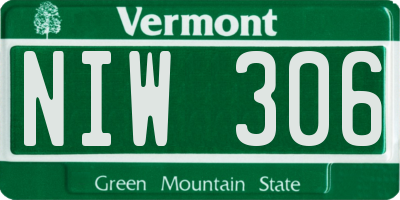 VT license plate NIW306