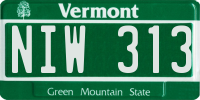 VT license plate NIW313
