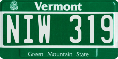 VT license plate NIW319