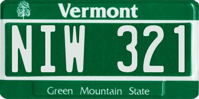VT license plate NIW321