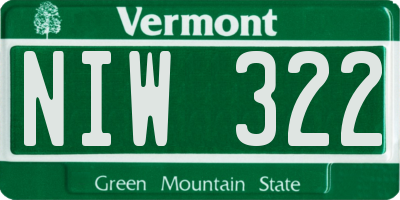VT license plate NIW322