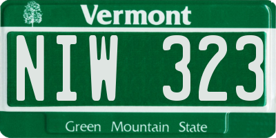 VT license plate NIW323