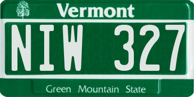 VT license plate NIW327