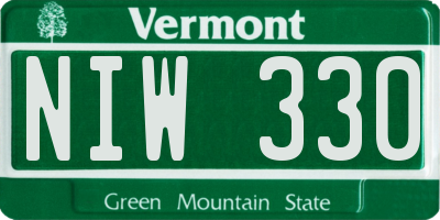 VT license plate NIW330