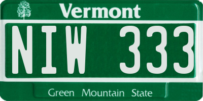 VT license plate NIW333