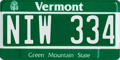 VT license plate NIW334