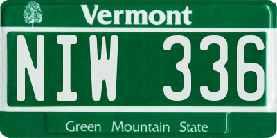 VT license plate NIW336