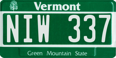 VT license plate NIW337
