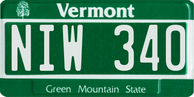 VT license plate NIW340