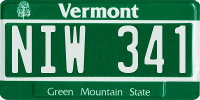VT license plate NIW341