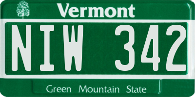 VT license plate NIW342