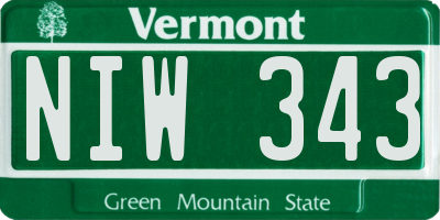 VT license plate NIW343