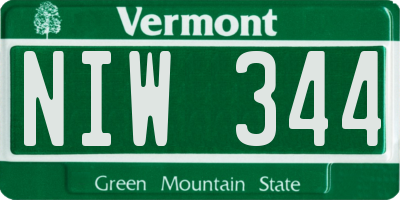 VT license plate NIW344