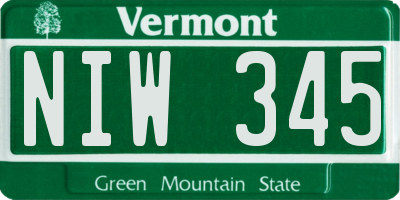 VT license plate NIW345