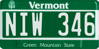 VT license plate NIW346