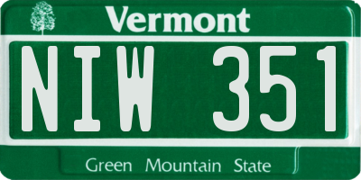VT license plate NIW351