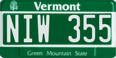 VT license plate NIW355