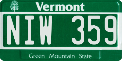 VT license plate NIW359