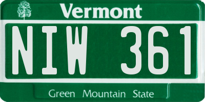 VT license plate NIW361