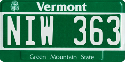 VT license plate NIW363